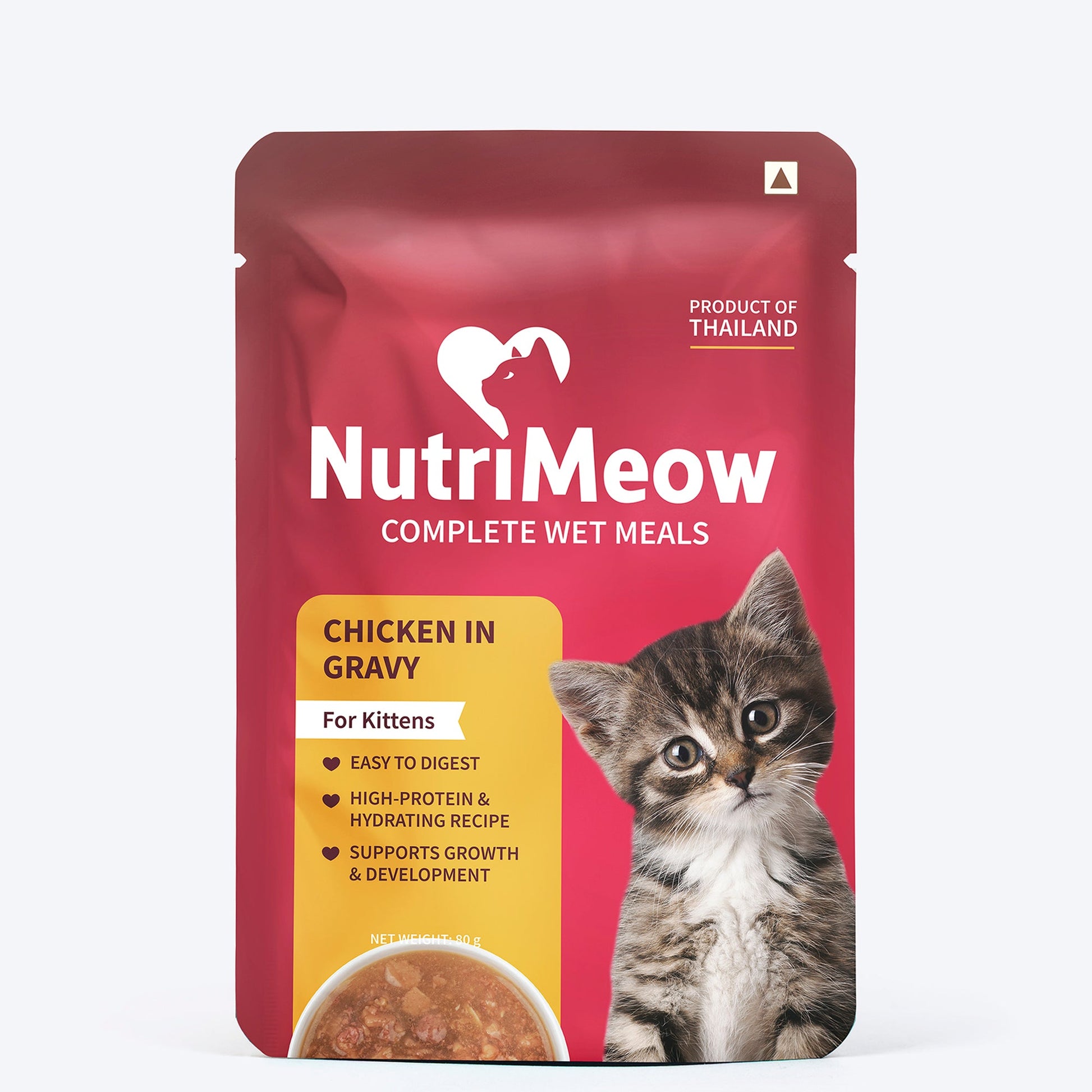 NutriMeow Chicken in Gravy + Tuna in Jelly Wet Food for Kitten â€“ 80 gm (Pack Of 2) - Heads Up For Tails