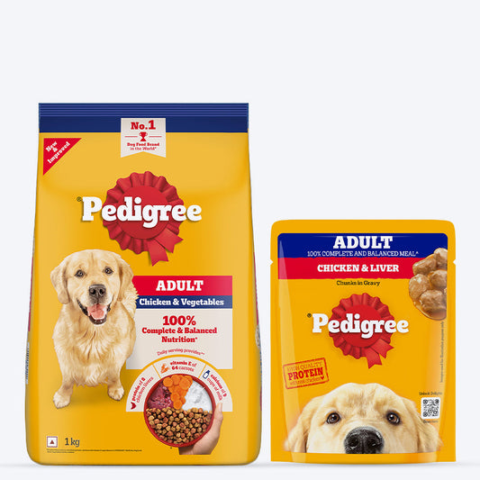 Pedigree Best Of Both Combo For Adult Dogs - Pack of 2 - Heads Up For Tails
