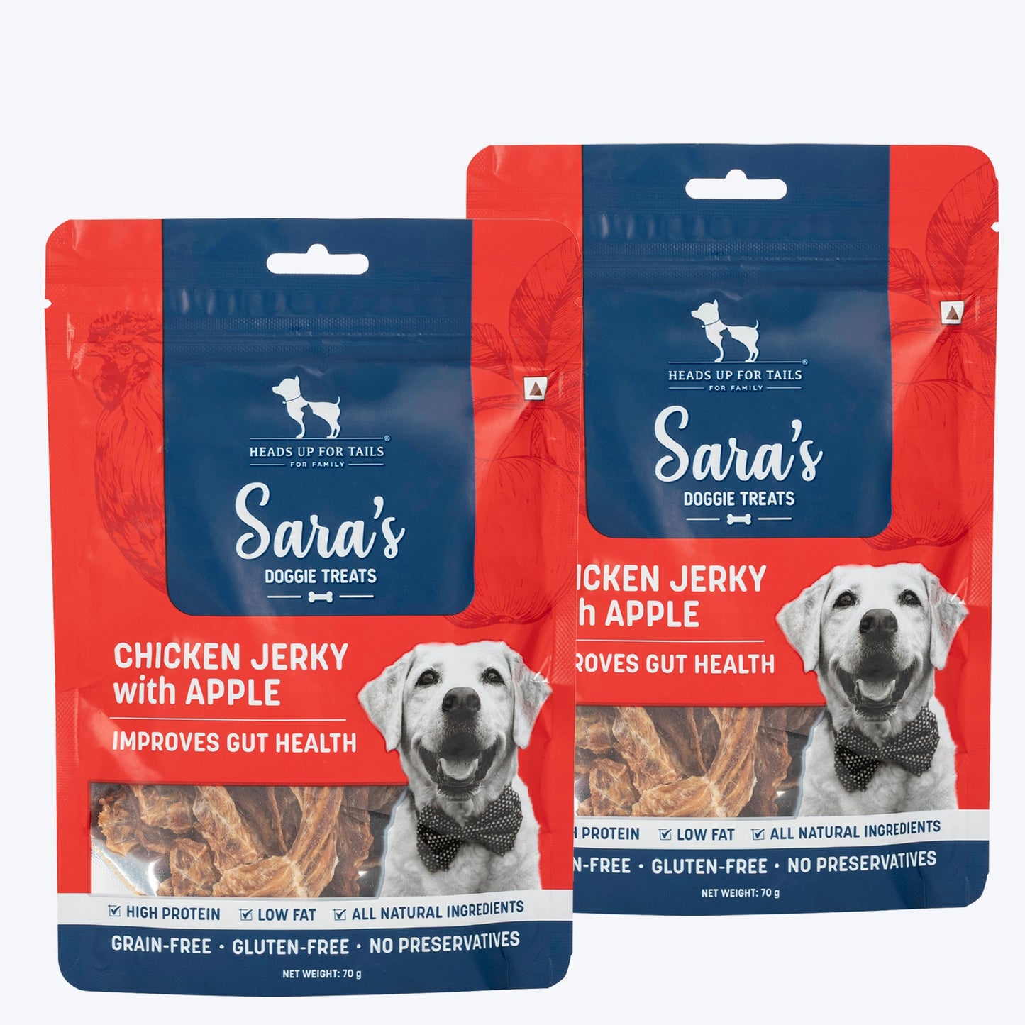 Sara's Chicken Jerky With Apple Dog Treats High-Protein 70g