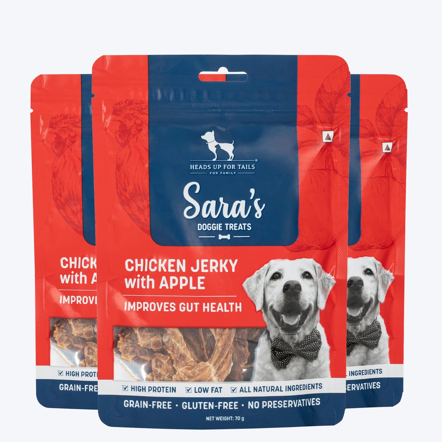 Sara's Chicken Jerky With Apple Dog Treats High-Protein 70g