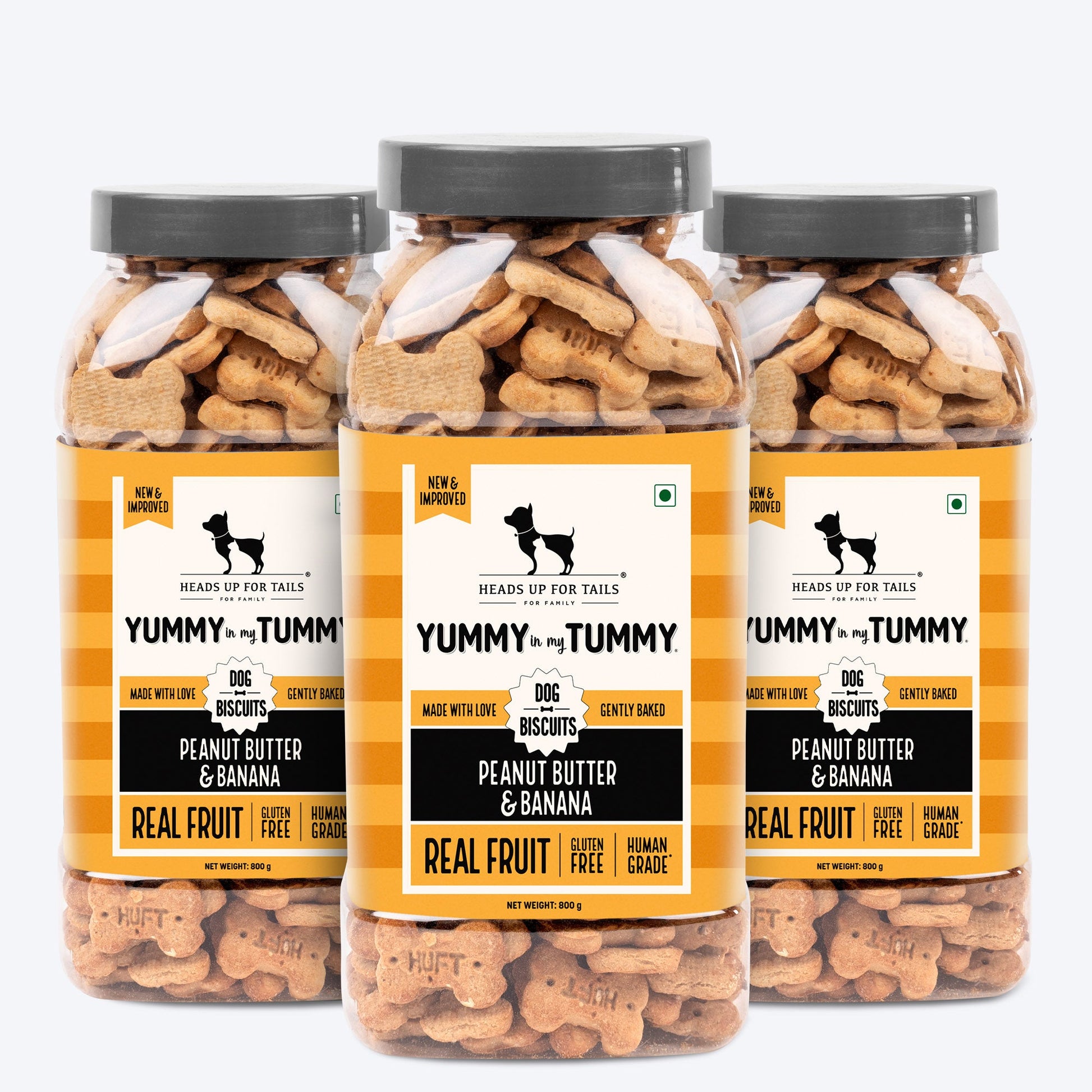Heads Up for Tails Yummy in my Tummy Peanut Butter & Banana Dog Biscuits, 800g, gluten-free, gently baked treats