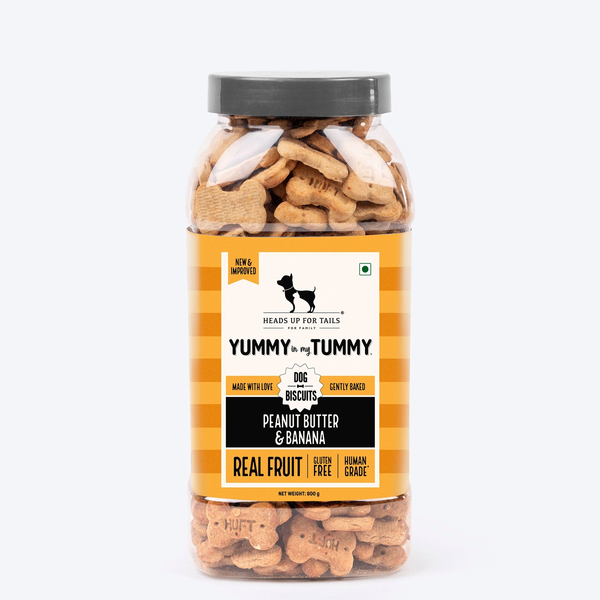 Heads Up for Tails Yummy in My Tummy Peanut Butter & Banana Dog Biscuits, 800g, gluten-free, gently baked