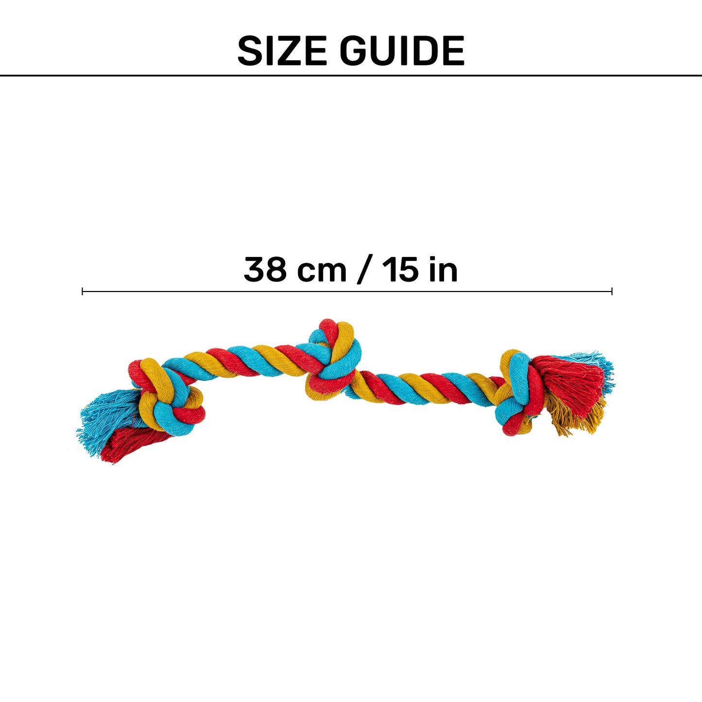 TLC 3 Knot Rope Toy For Dog - Multicolor - Heads Up For Tails