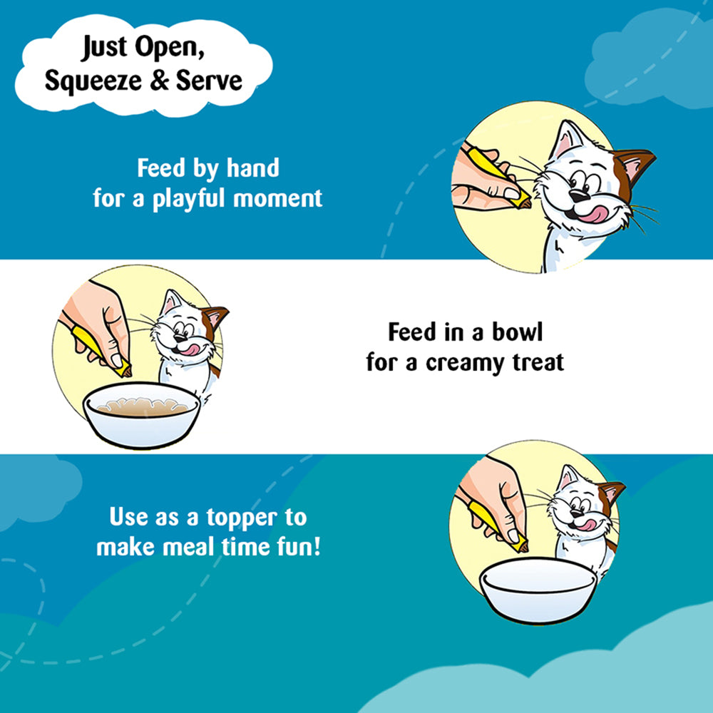 Temptations Creamy Purrrr-ee Cat Treats, Maguro and Scallop Flavors 48g (4 pieces) - Heads Up For Tails