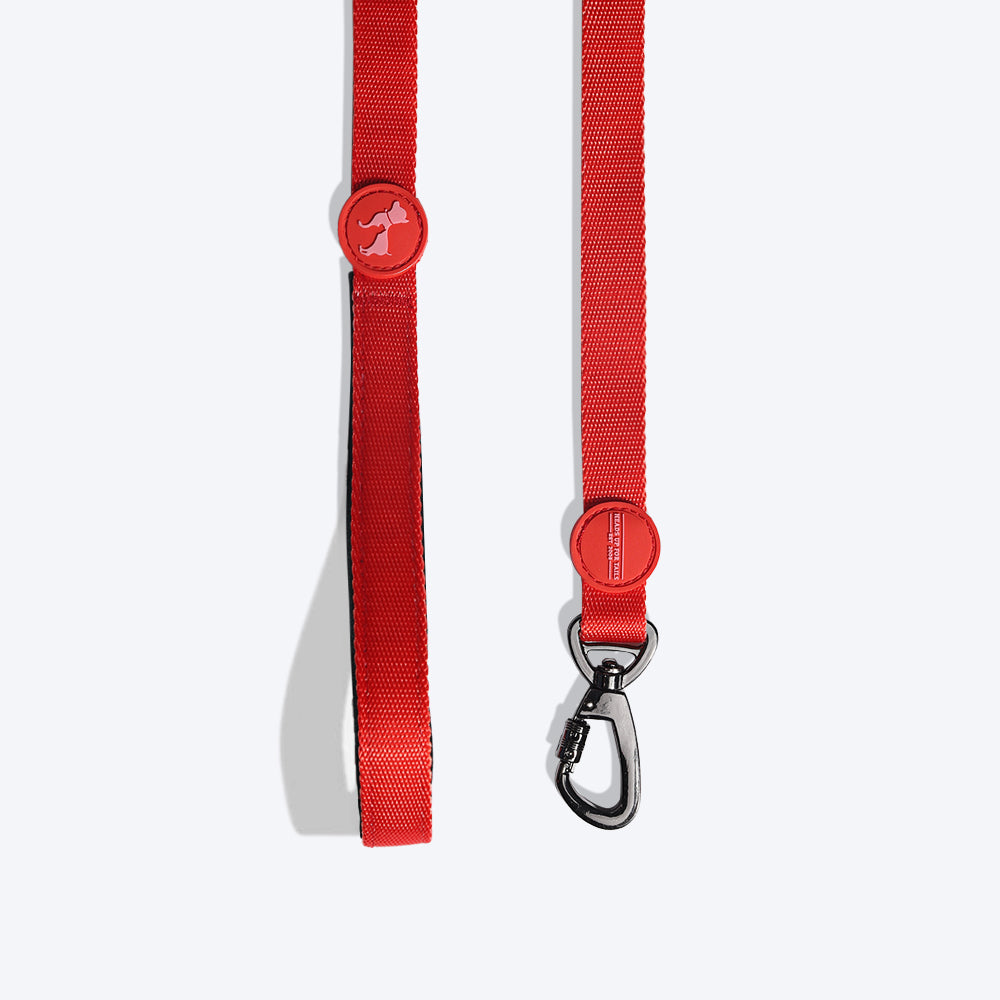 HUFT Classic Nylon Dog Leash - Red (Can be Personalised) - 1.5 m - Heads Up For Tails