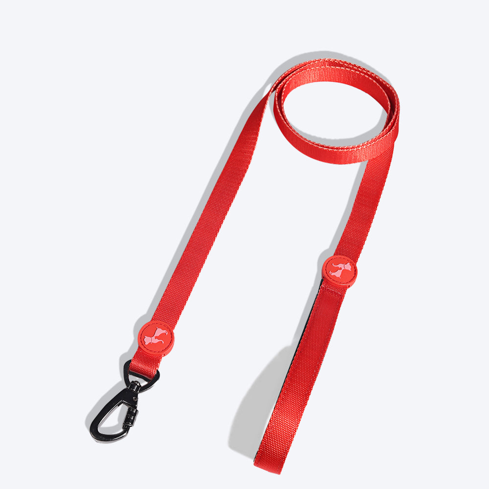 HUFT Classic Nylon Dog Leash - Red (Can be Personalised) - 1.5 m - Heads Up For Tails