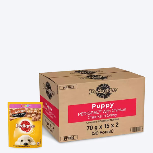 Pedigree Chicken In Gravy New Born Puppy Wet Food - 2.1 kg - Heads Up For Tails