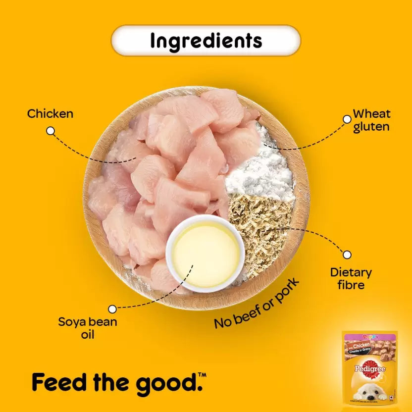 Pedigree Chicken In Gravy New Born Puppy Wet Food - 2.1 kg - Heads Up For Tails