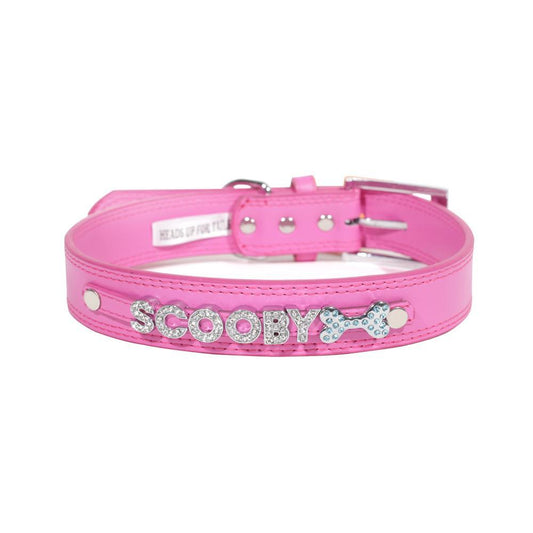HUFT Personalised Dog Collar - Pink - Upto 7 Letters - Heads Up For Tails