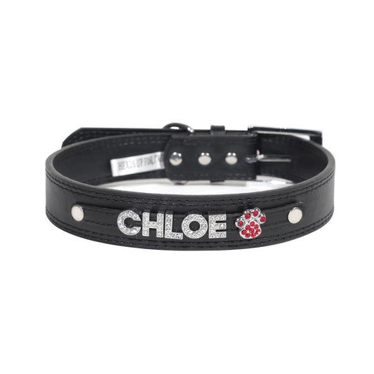 HUFT Personalised Dog Collar - Black - Upto 5 Letters - Heads Up For Tails