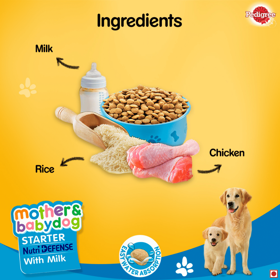 Pedigree Starter Nutri Defense With Milk Pregnant/ Lactating Mothers & Pups (3-12 Weeks) Dry Dog Food - Heads Up For Tails