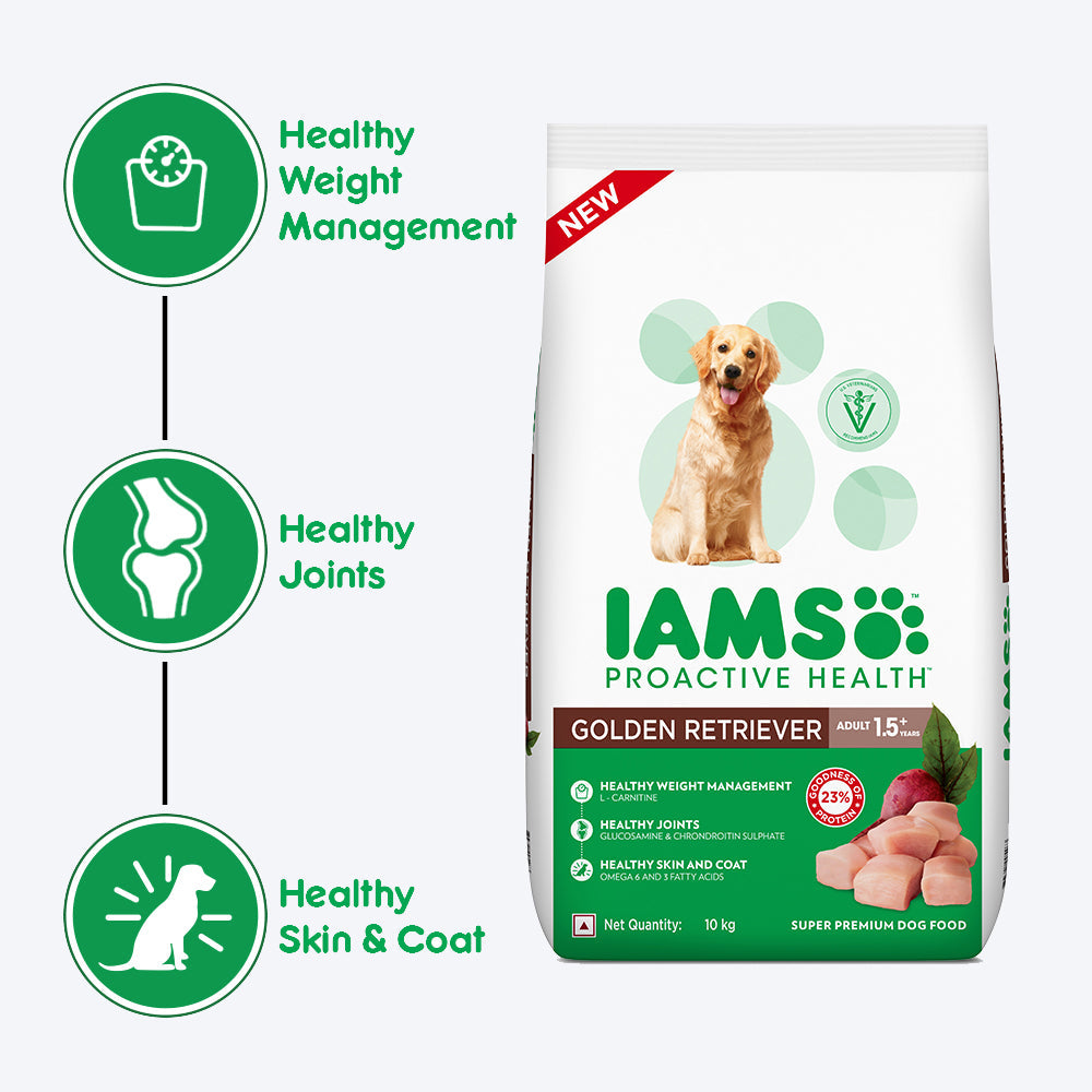 IAMS Proactive Health for Adult (1.5+ Years) Golden Retriever Premium Dry Dog Food - Heads Up For Tails