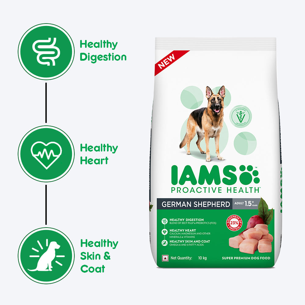 IAMS Proactive Health for Adult (1.5+ Years) German Shepherd Premium Dry Dog Food - Heads Up For Tails
