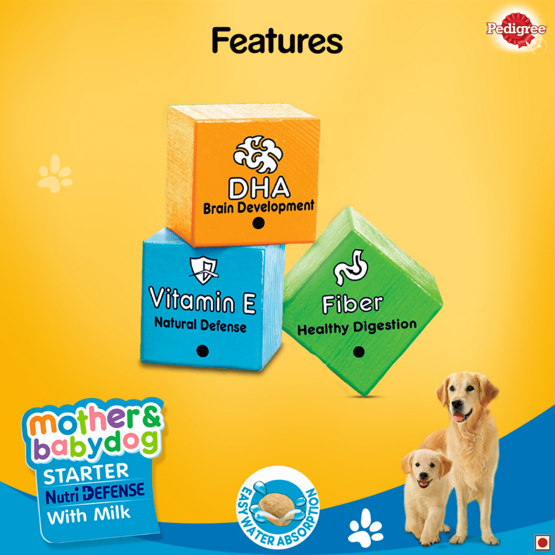 Pedigree Starter Nutri Defense With Milk Pregnant/ Lactating Mothers & Pups (3-12 Weeks) Dry Dog Food - Heads Up For Tails