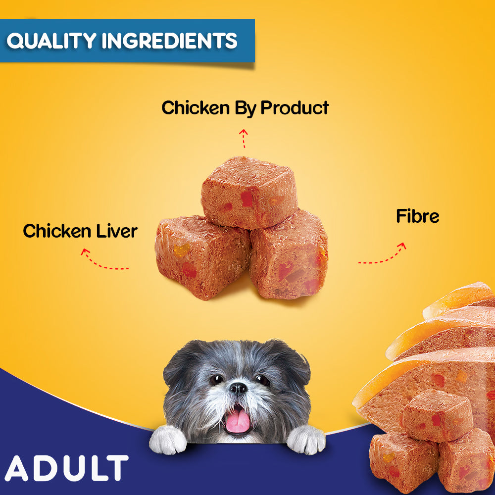 Pedigree Chicken Grilled Liver In Loaf With Vegetables Adult Dog Wet Food - 70 gm Packs - Heads Up For Tails