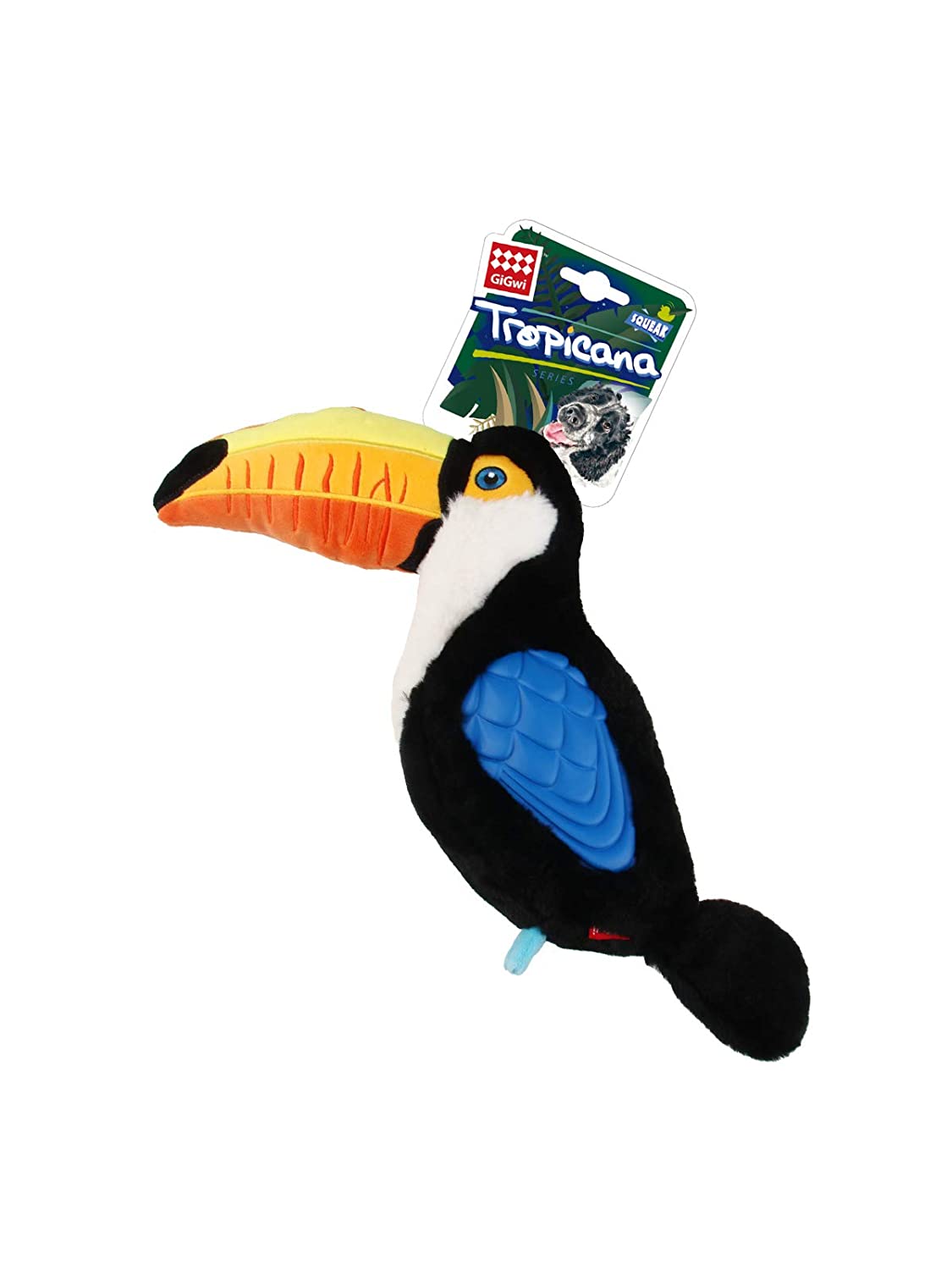 GiGwi Tropicana Toucan Sturdy Plush/TPR Squeaky Dog Toy - 40 cm - Heads Up For Tails