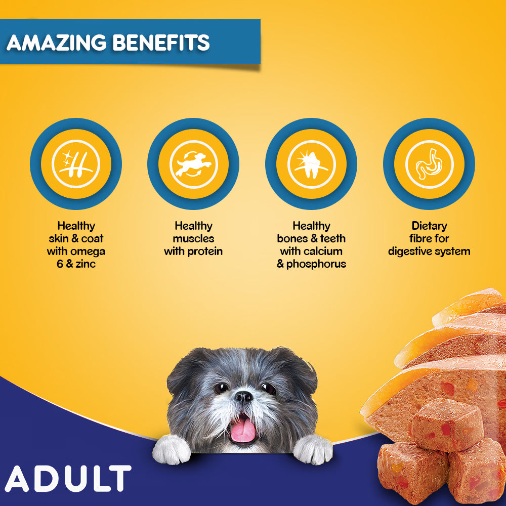 Pedigree Chicken Grilled Liver In Loaf With Vegetables Adult Dog Wet Food - 70 gm Packs - Heads Up For Tails