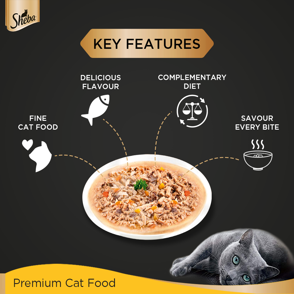 Sheba Rich Premium Tuna Pumpkin & Carrot In Gravy Adult Wet Cat Food - 70 g (Pack Of 12) - Heads Up For Tails