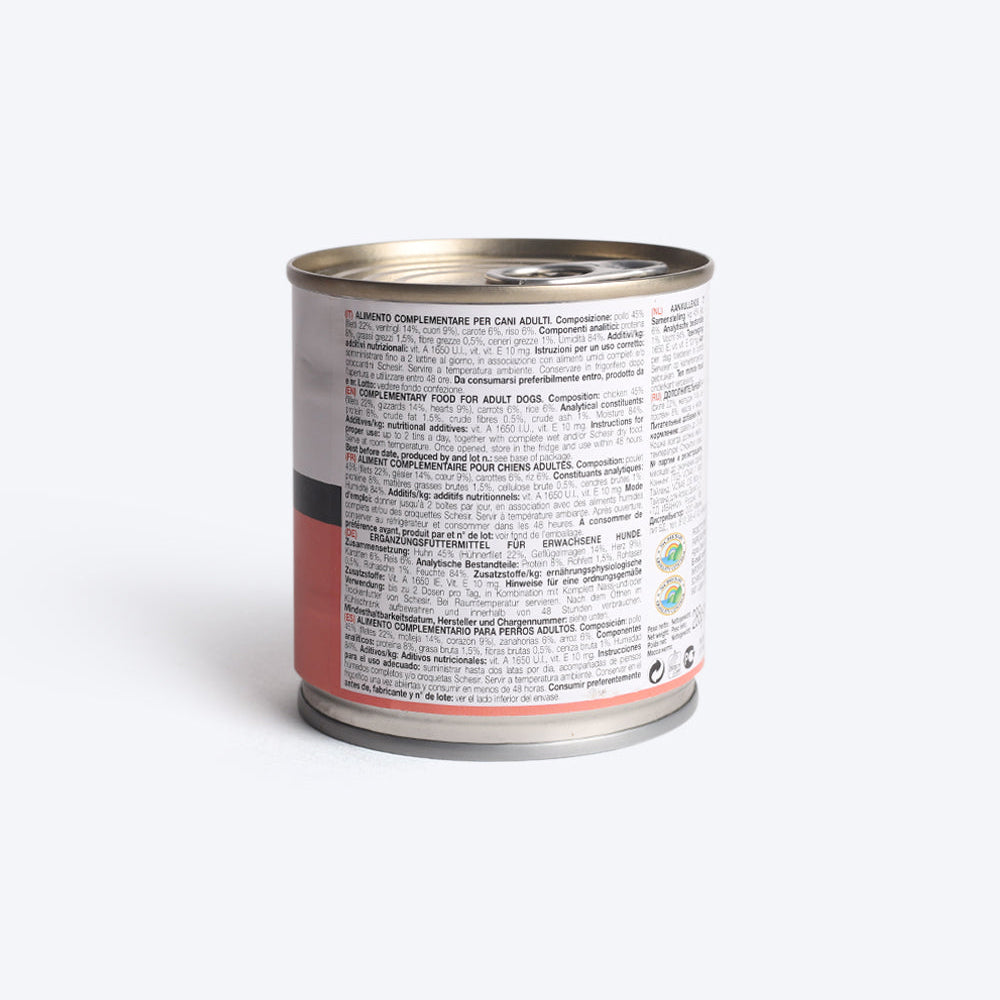 Schesir 46% Chicken with Carrot Canned Wet Dog Food - 285 g - Heads Up For Tails