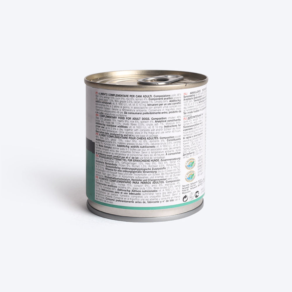 Schesir Chicken with Spinach Canned Wet Dog Food - 285 g - Heads Up For Tails