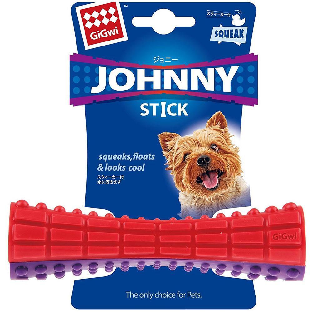 GiGwi Squeaker Johnny Stick Dog Toy (Solid) Small Red/Purple