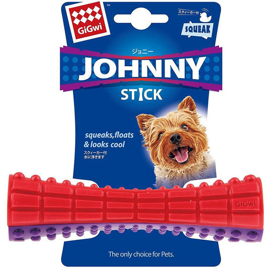 GiGwi Squeaker Johnny Stick Dog Toy (Solid) Small Red/Purple