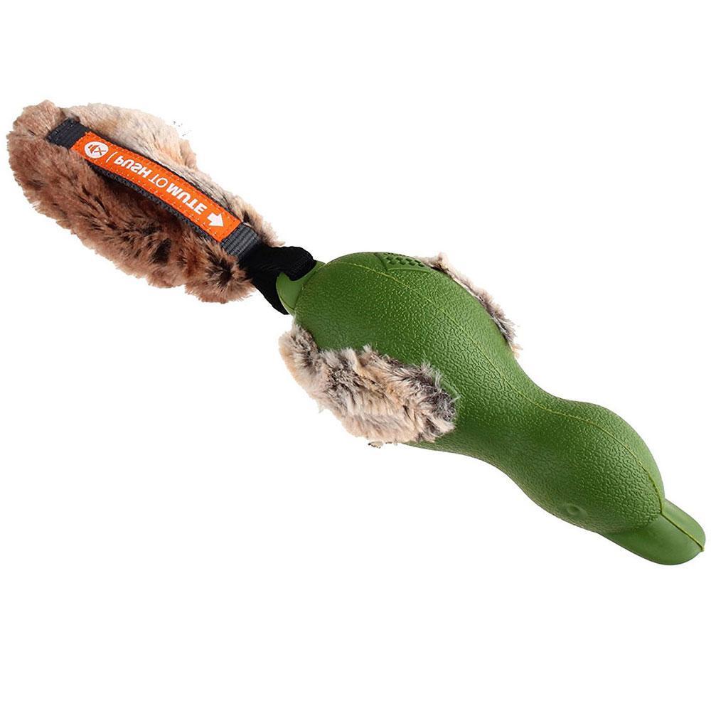 GiGwi Push To Mute Dog Toy Duck (with Plush Tail) Green
