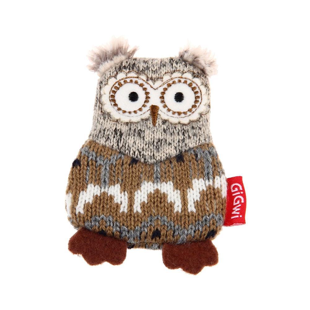 GiGwi Plush Friendz Dog Toy with Refillable Squeaker Owl Grey/Brown