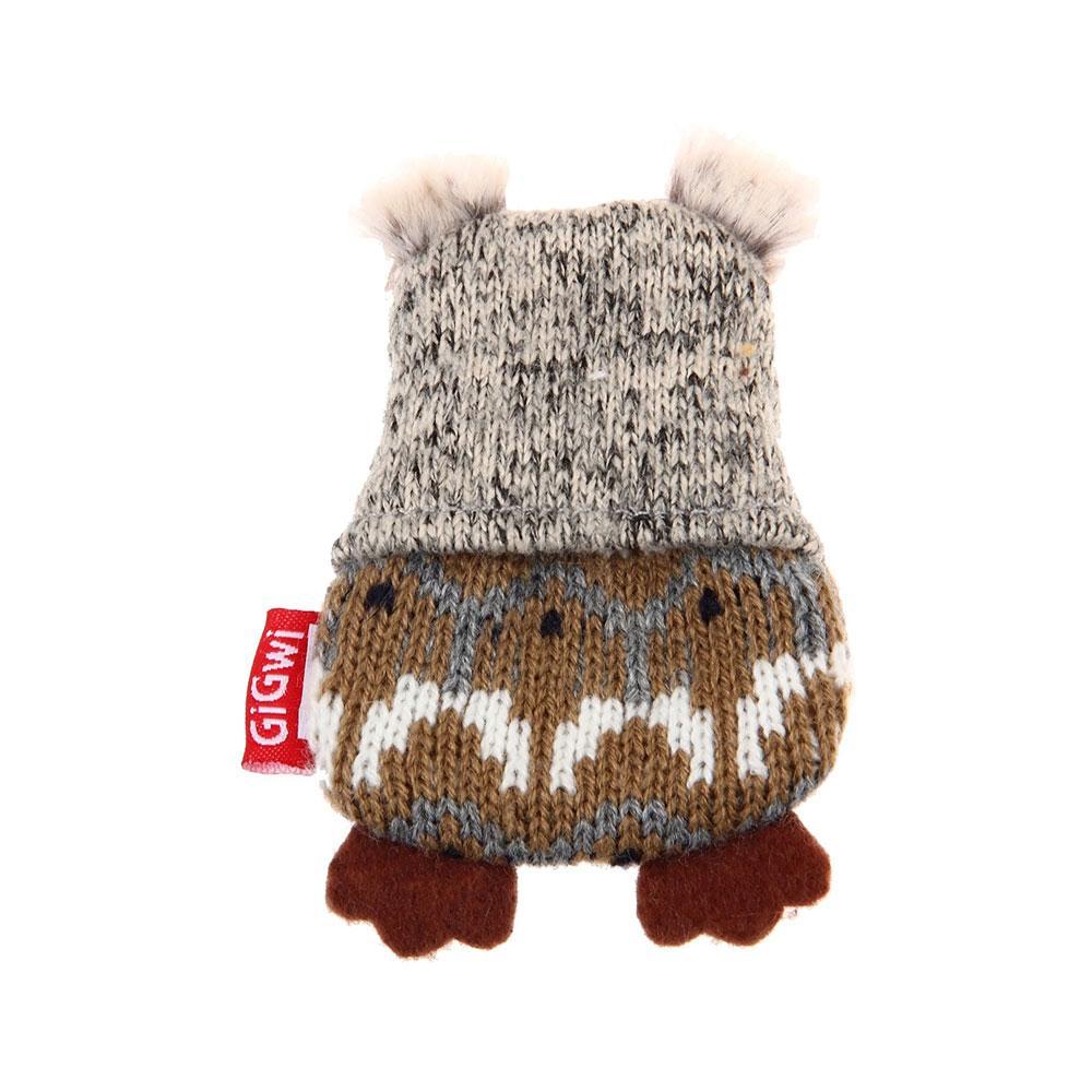 GiGwi Plush Friendz Dog Toy with Refillable Squeaker Owl Grey/Brown