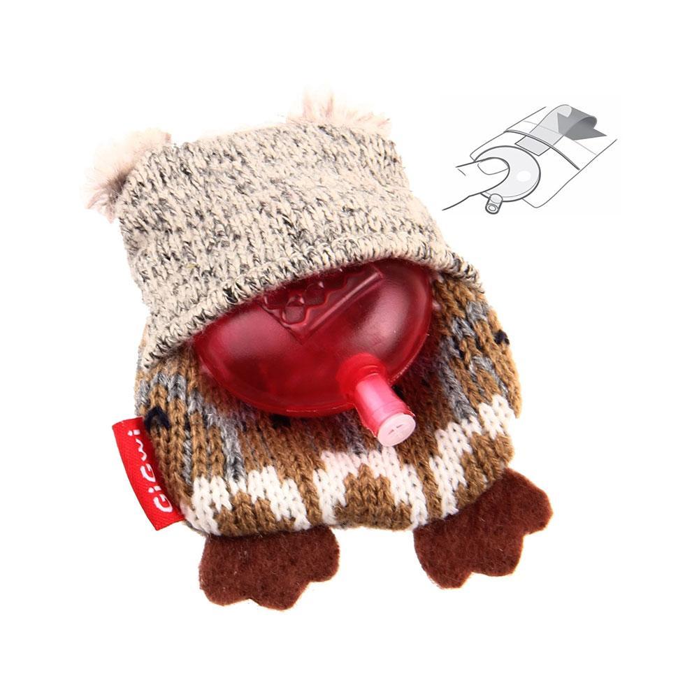 GiGwi Plush Friendz Dog Toy with Refillable Squeaker Owl Grey/Brown
