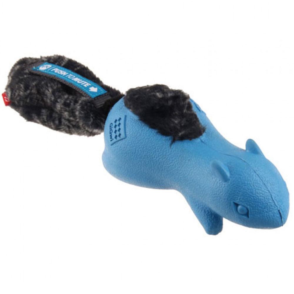 GiGwi Push To Mute Forestails Dog Toy Squirrel (with Plush Tail) Blue