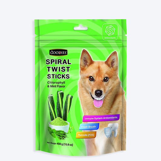 Goodies Spiral Twist Sticks Chlorophyll & Mint Flavour- 450 g - Heads Up For Tails