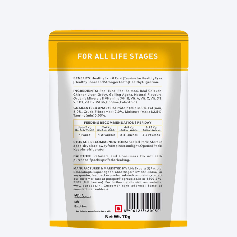 Purepet Real Tuna and Chicken Liver in Gravy Wet Cat Food - 70g - Heads Up For Tails