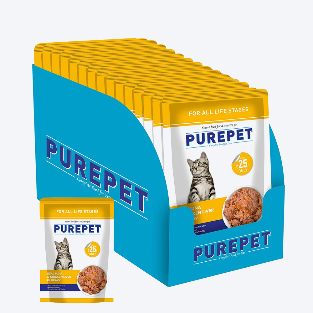 Purepet Real Tuna and Chicken Liver in Gravy Wet Cat Food - 70g - Heads Up For Tails