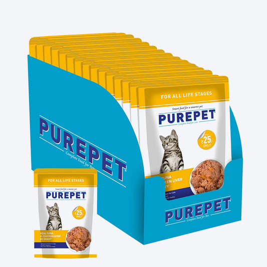 Purepet Real Tuna and Chicken Liver in Gravy Wet Cat Food - 70g - Heads Up For Tails