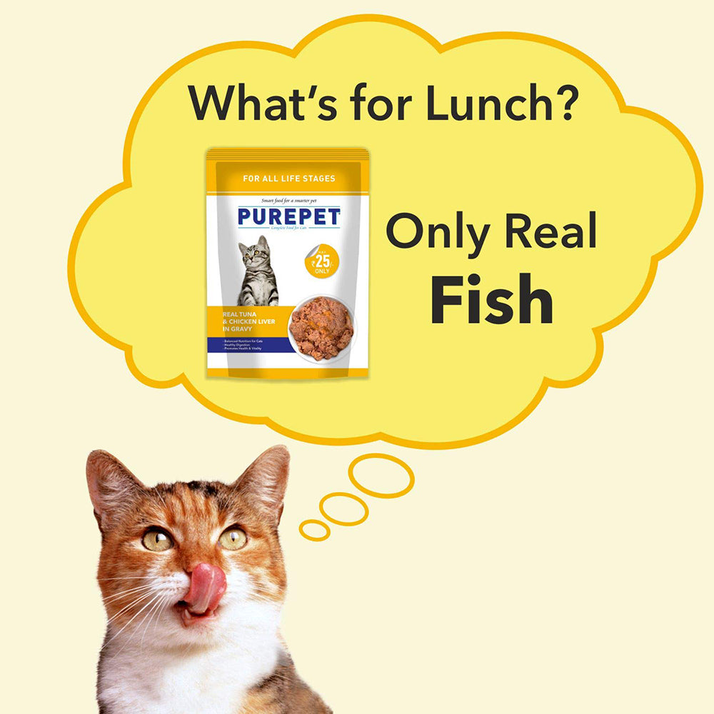 Purepet Real Tuna and Chicken Liver in Gravy Wet Cat Food - 70g - Heads Up For Tails