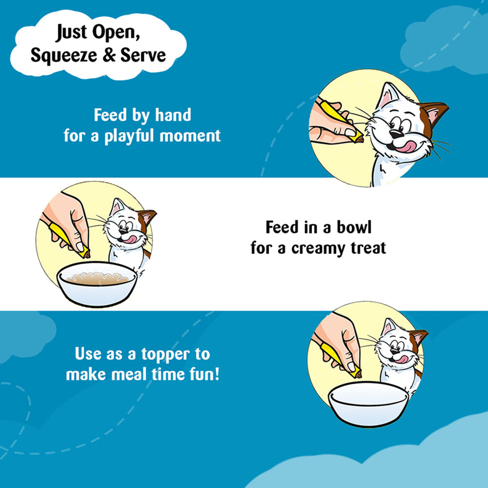 Temptations Creamy Purrrr-ee Cat Treats, Chicken & Tuna Flavors - Heads Up For Tails