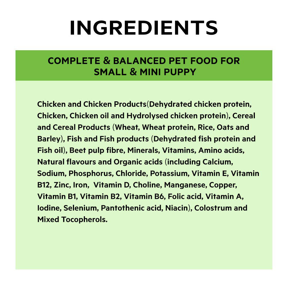 PURINA PROPLAN Small & Mini Breed Dry Puppy Food (Chicken Formula) - Heads Up For Tails