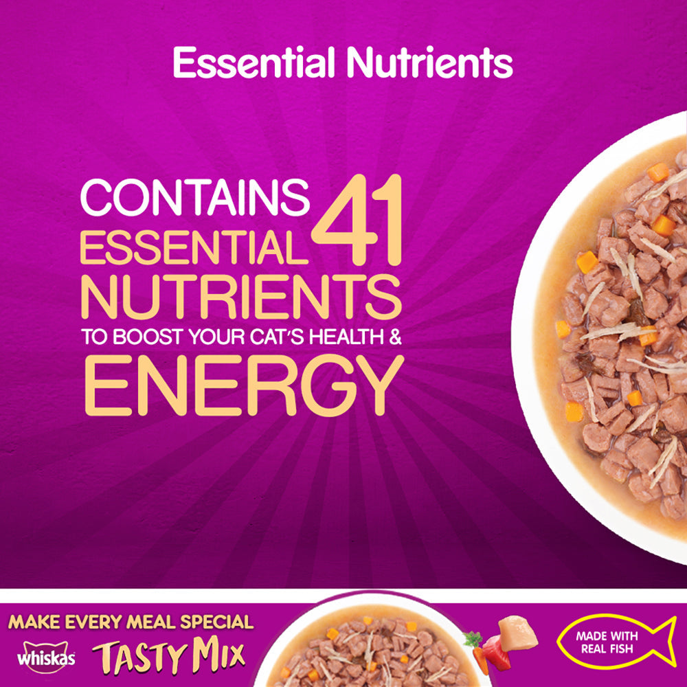 Whiskas Adult Tasty Mix Wet Cat Food Made With Real Fish, Chicken With Tuna And Carrot in Gravy - 70 g (Pack Of 12)-7