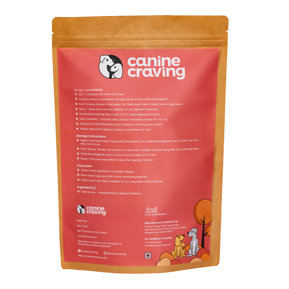 Canine Craving Meatless Buffalo Bone Chew Dog Treat Large - 1 Piece - Heads Up For Tails