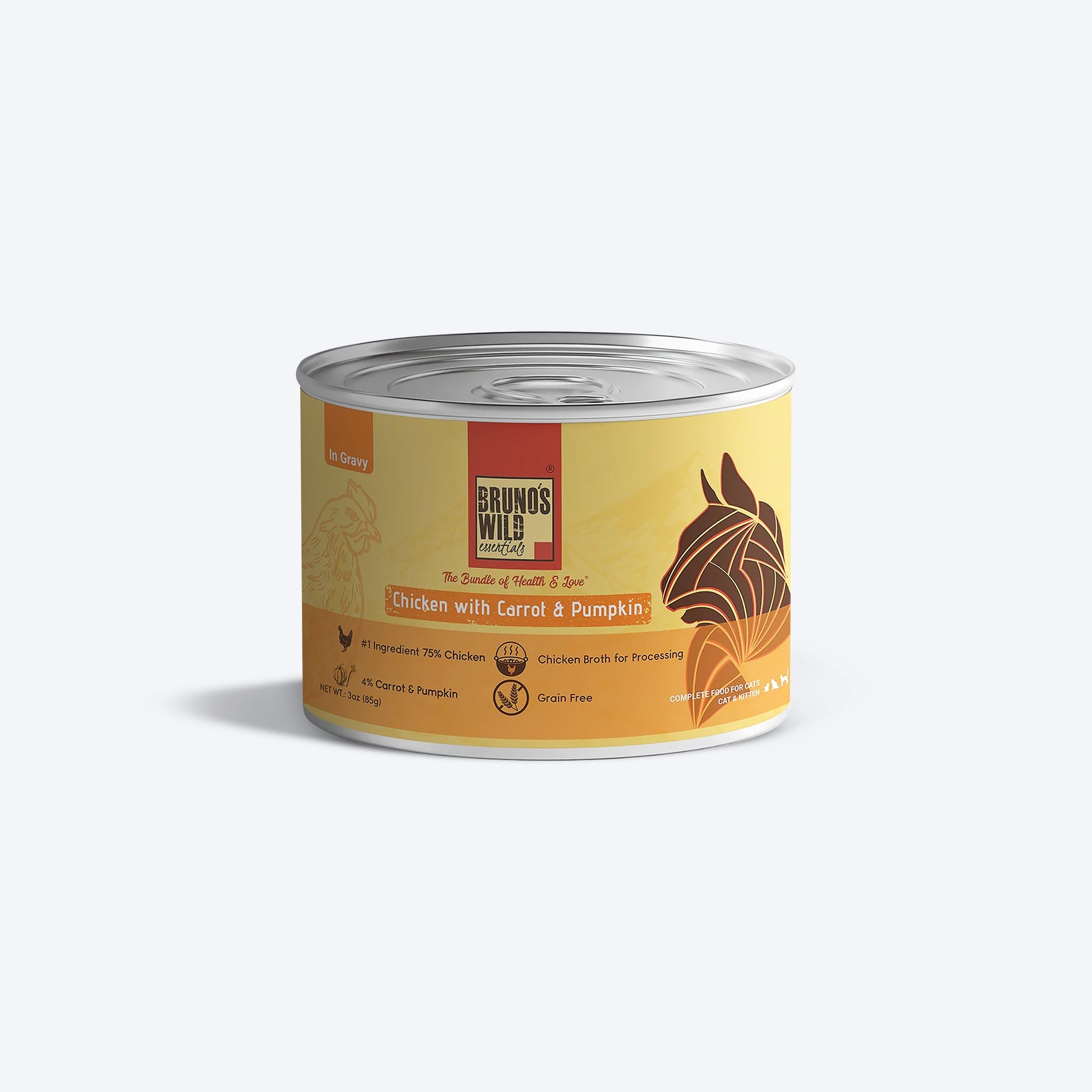Bruno's Wild Essentials Chicken with Carrot & Pumpkin In Gravy Grain-Free Wet Food for Cat and Kitten_01