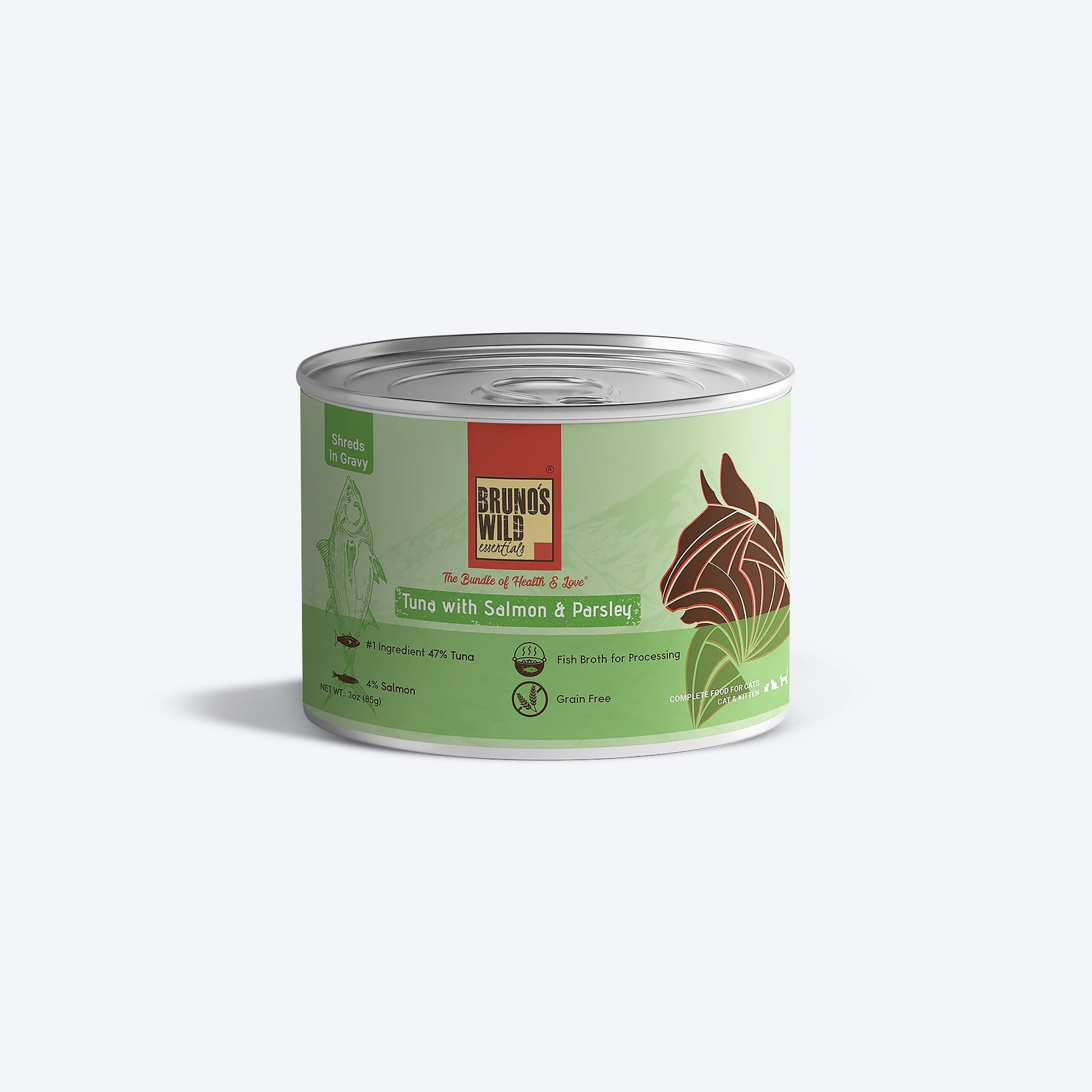 Bruno's Wild Essentials Tuna with Salmon & Parsley In Gravy Grain-Free Wet Cat Food - 85 g_01