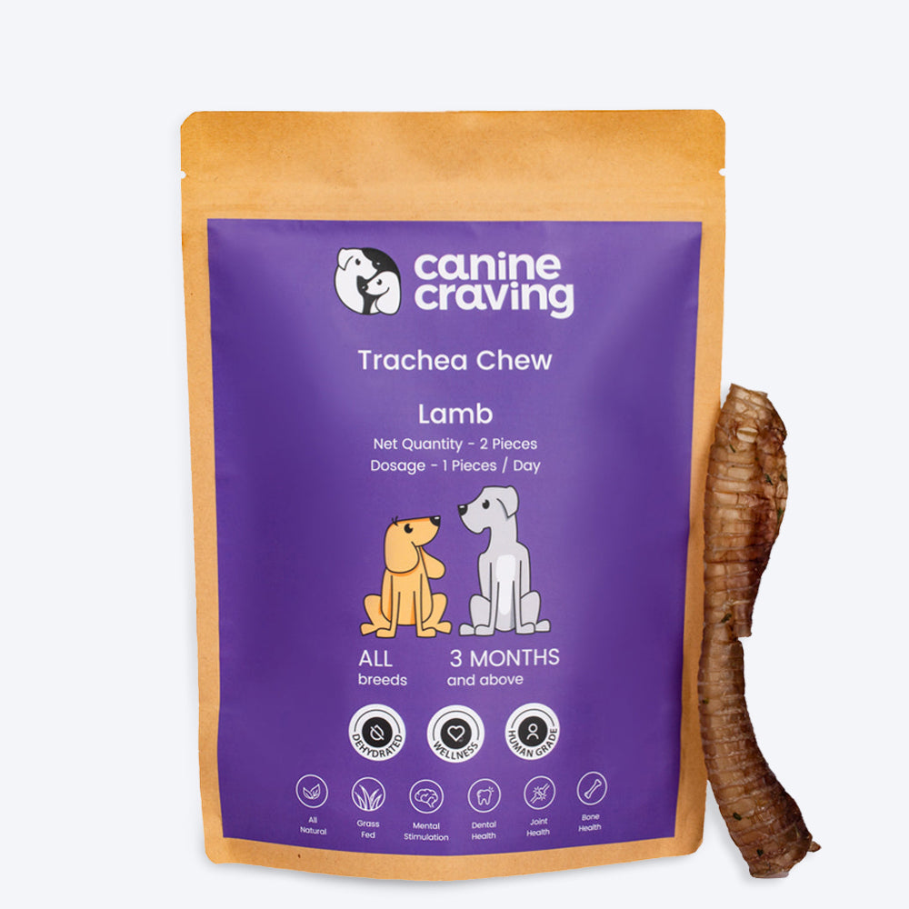 Canine Craving Dehydrated Grass-fed Herb Lamb Trachea Dog Treat - 2 Pcs - 40 g - Heads Up For Tails