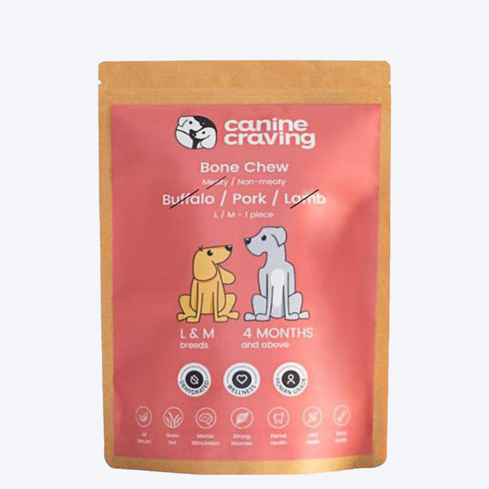 Canine Craving Dehydrated Pork Bone Chew - Meatless Pork Dog Treat - 1 Pc - 170 g - Heads Up For Tails