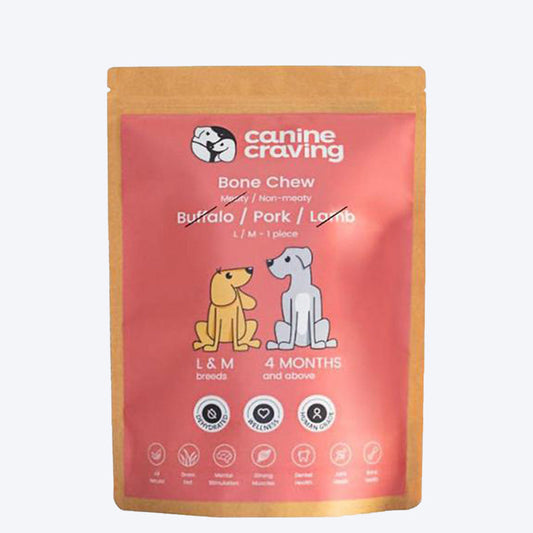 Canine Craving Dehydrated Pork Bone Chew - Meatless Pork Dog Treat - 1 Pc - 170 g - Heads Up For Tails