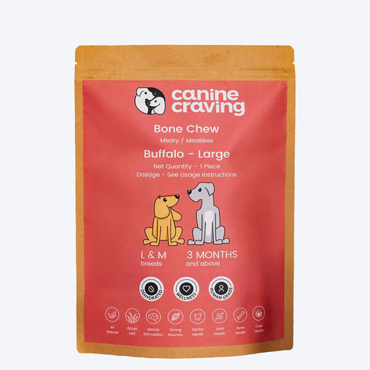 Canine Craving Meatless Buffalo Bone Chew Dog Treat Large - 1 Pc - Heads Up For Tails