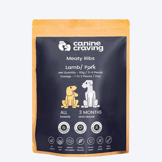 Canine Craving Meaty Lamb Rib Chew Dog Treat - 60 g - Heads Up For Tails