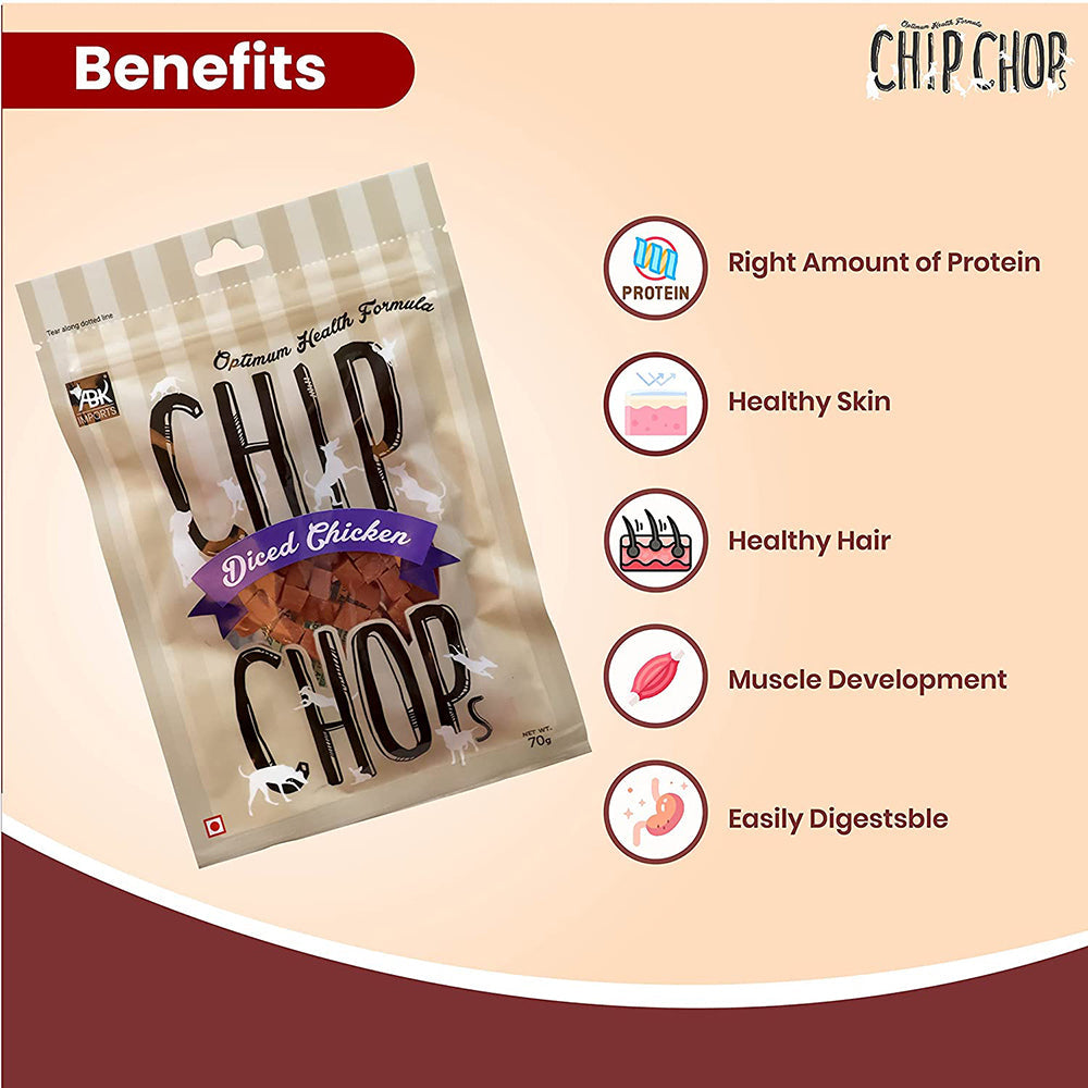 Chip Chops Diced Chicken Dog Treats - Pack of 6 - Heads Up For Tails