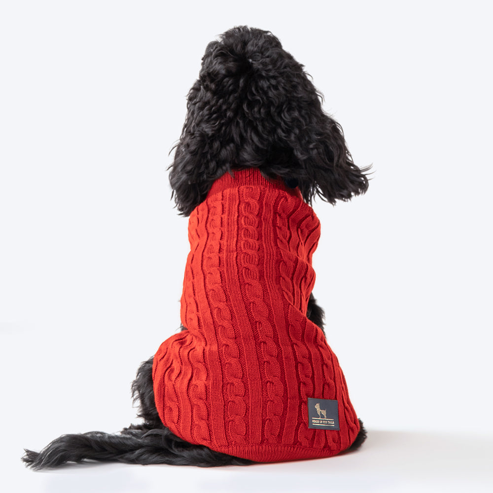 HUFT Cable Knit Sweater - Fire Whirl Red - Heads Up For Tails