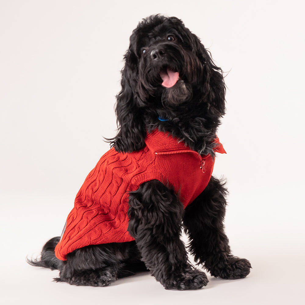 HUFT Cable Knit Sweater - Fire Whirl Red - Heads Up For Tails